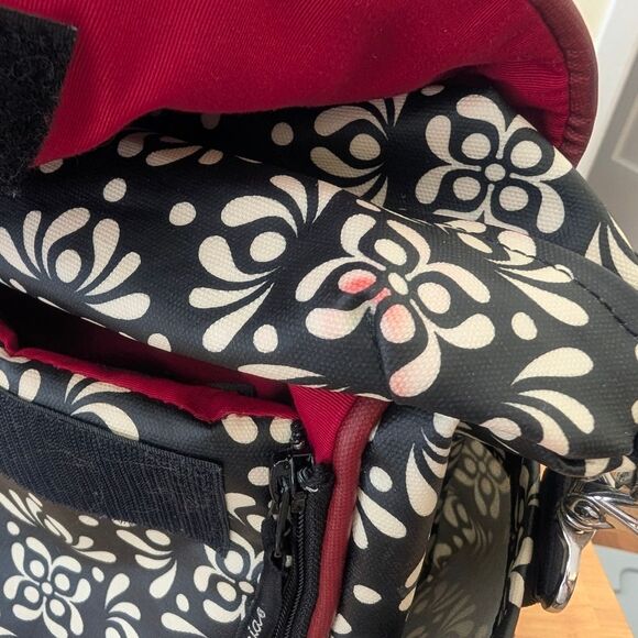 Petunia Pickle Bottom Brocade Diaper Bag Black White Red Embossed - Picture 6 of 9